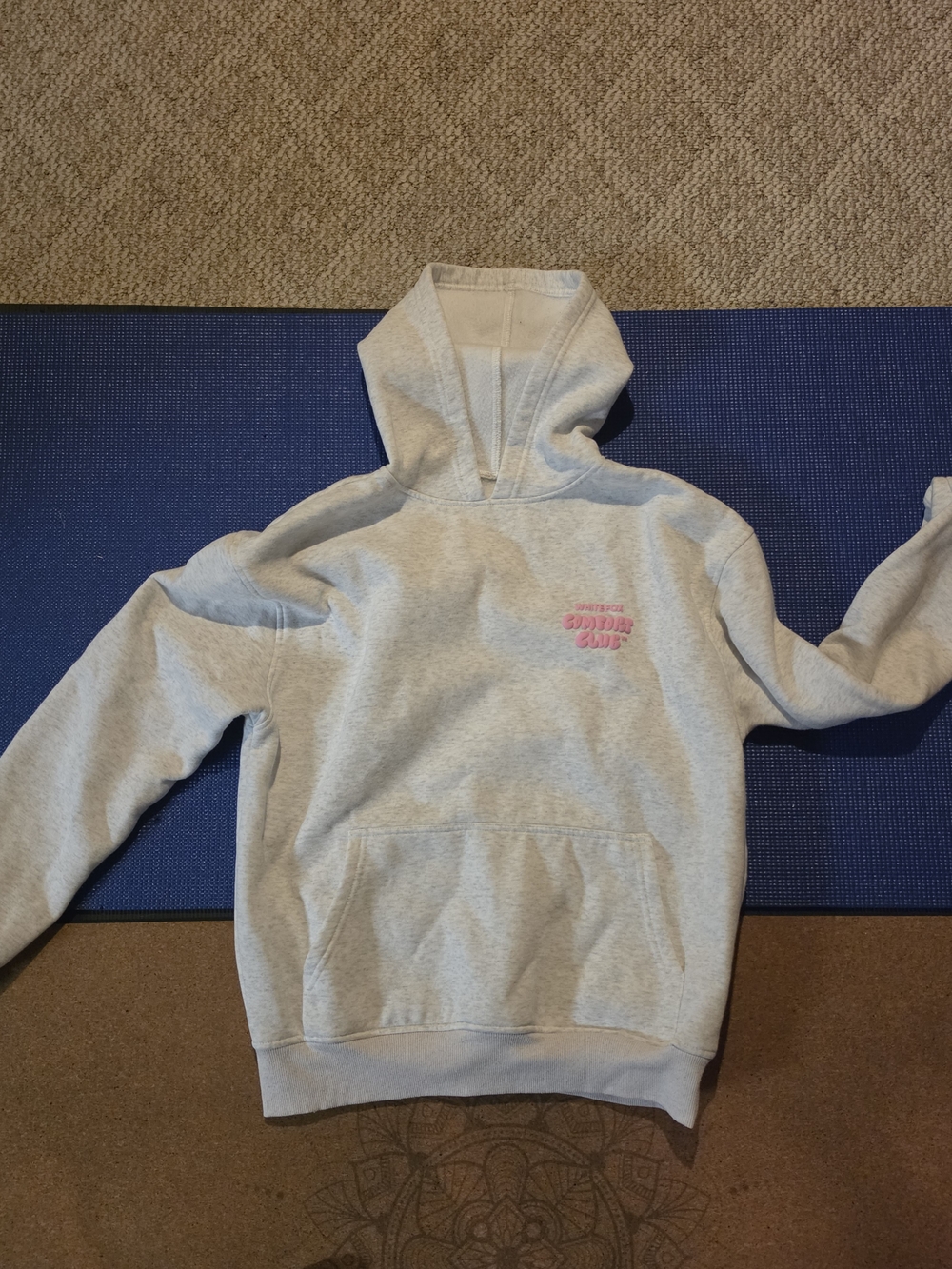 White Fox Boutique Light Gray Hoodie Vest with Pink Logo